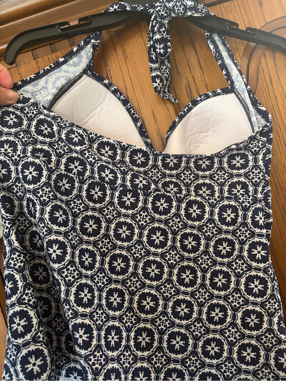 Merona Navy and White Printed Women’s Tankini Swim Top - Picture 4 of 5